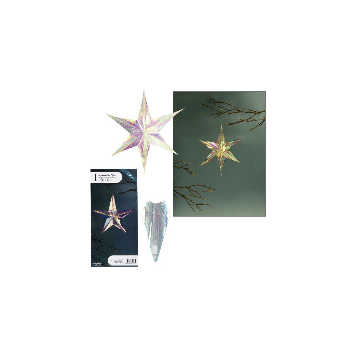 Irisierender Stern, schimmernder € zum 4,95 Aufhängen, Weihnachtsstern Weihn