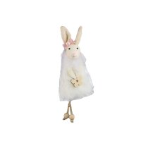 Hängedeko Hase mit Blume in creme H: 17 cm  -...