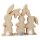 Hasen Figur "Friends" mit Puschel aus Holz H: 17 cm - Frühlingsdeko, Osterdeko, Osterhase, Deko Hase
