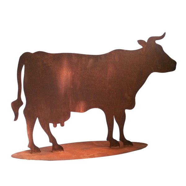 Kuh auf Platte Metall/Rosteffekt, 90 x 70 cm