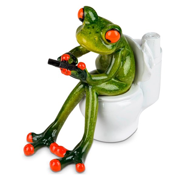 Dekofigur Frosch auf Toilette mit Handy 11x13 cm - Deko für