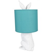 Tischleuchte Lampe Kaninchen Hase Weiß / Grün 20x43 cm - Wohnzimmerlampe, Dekolampe Ostern, Leselampe, Tischlampe, Hasen Lampe, Landhausstil