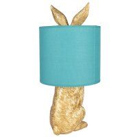 Tischleuchte Lampe Kaninchen Hase Gold / Türkis...