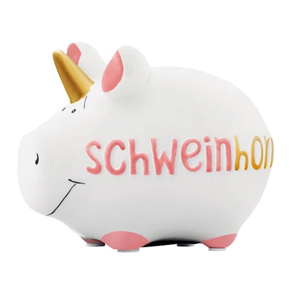 KCG Sparschwein SCHWEINHORN aus Keramik - Spardose Einhorn, Sparbüchse Mädchen, Geldbüchse