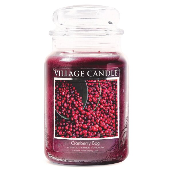 Village Candle Duftkerze im Glas (groß) Cranberry Bog - Tradition Edition - Kerze mit 2-Docht Technologie