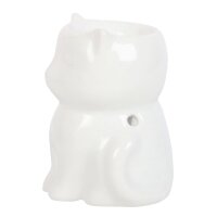 Ölbrenner Duftlampe Katze, weiss - Katzen Wachswärmer, Verdunster, Duftlampe, Aromalampe für Duftöl und Duftwachs, Deko