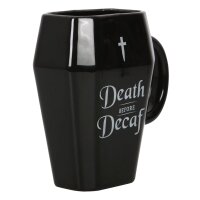 Gothic Halloween Kaffee Becher Sarg "Death before...