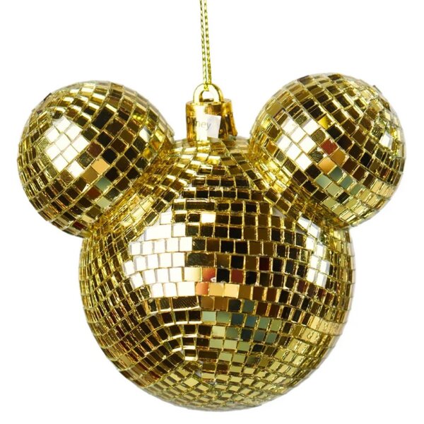 Christbaumschmuck Discokugel Micky Maus, gold -  Baumkugel für Disney Fans, Weihnachtskugel Disney, Weihnachtsdeko