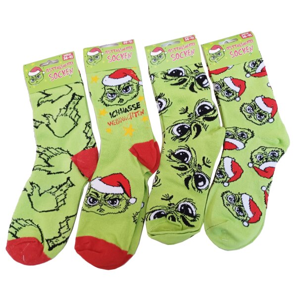 Socken Strümpfe Muffel mit Sprüchen (4er Set)  Gr. 36-41 - Weihnachtssocken, Weihnachten Nikolaus, Weihnachtsfeier, Wichtelgeschenk