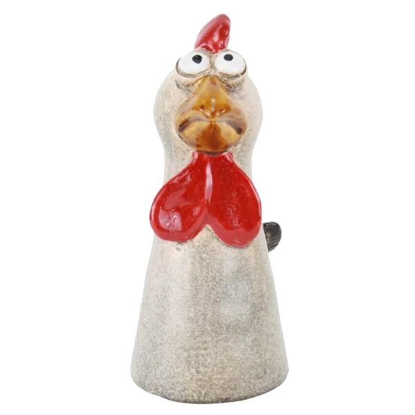 Zaunhocker Huhn weiss H: 22 cm aus Keramik - Zaun Deko Garten Henne, Tierfigur Pfostenhocker, Zaunfigur, Gartendeko, Zaunstecker