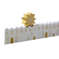 Holz Adventskalender Stadt mit goldenem Stern L: 40cm - Adventsdeko, Weihnachten Deko, Advent