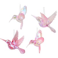 Baumschmuck Kolibri pink irisierend (4er Set ) -...