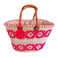 Korbtasche Strandtasche Pink - Shopper, Einkaufskorb,...