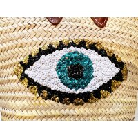 Korbtasche Strandtasche Pailletten Auge - Shopper, Einkaufskorb, Flechtkorb