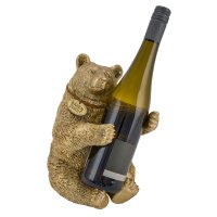 Flaschenhalter Bär, gold - Bären Skulptur, Wein...