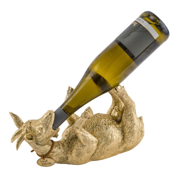 Flaschenhalter Ziege, gold (Saufziege) Skulptur, Wein Flaschen Halter, Flaschenständer, Geschenkidee