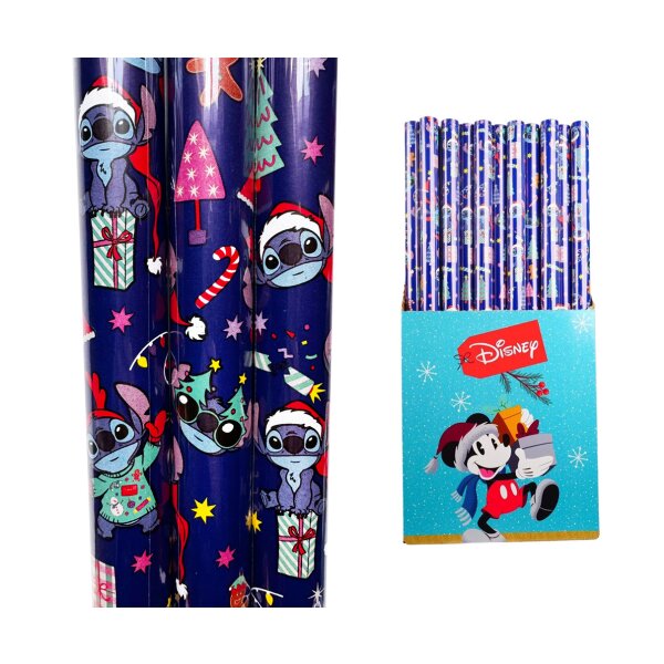 Geschenkpapier Weihnachten Stitch aus Disneys Lilo & Stitch (3 Rollen) - Weihnachtsgeschenkpapier Stitch für Disney Fans