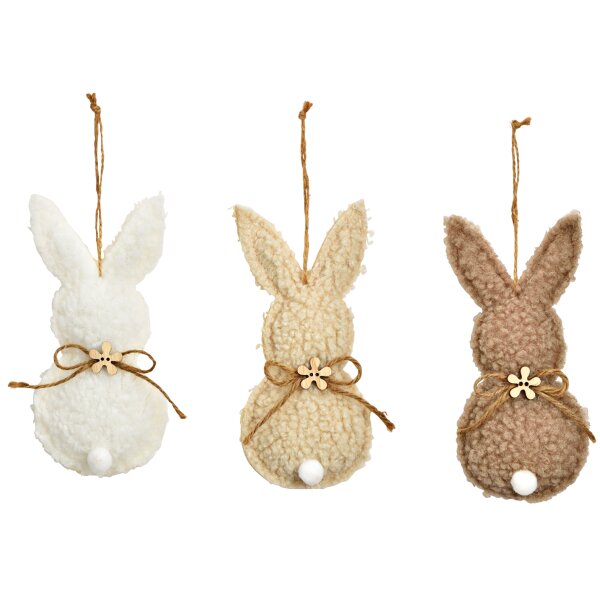 Hänger Ostern Hase Osterhase natur aus Textil (3er Set) H:15 cm -  Osterdeko, Geschenkanhänger Ostern, Frühlingsdeko, Osterhase