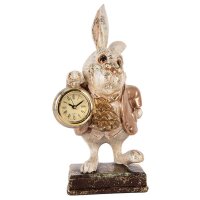 Dekofigur Kaninchen mit echter Taschenuhr H:26 cm -...