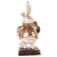 Dekofigur Kaninchen mit echter Taschenuhr H:26 cm - Frühlingsdeko, Deko Hase mit Uhr, Osterdeko, Osterhase, Dekofigur Ostern, Frühling