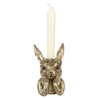 Kerzenständer Kaninchen gold für Stabkerzen 15x9 cm - Kerzenhalter Ostern, Kerzenleuchter Hase, Osterdeko, festliche Dekoration