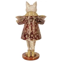 Dekofigur Katze mit Schale H: 27 cm - Frühlingsdeko, Kartenhalter, Deko Katze, Osterdeko, Katzen Dekoration, Ostern