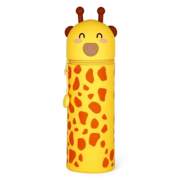 Legami 2-in-1 Mäppchen GIRAFFE aus Silikon - Kawaii Federmäppchen, Tisch Stiftehalter, Federtasche