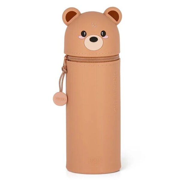 Legami 2-in-1 Mäppchen TEDDY BÄR aus Silikon - Kawaii Federmäppchen, Tisch Stiftehalter, Federtasche