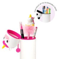 Legami 2-in-1 Mäppchen EINHORN aus Silikon - Kawaii Federmäppchen, Tisch Stiftehalter, Federtasche