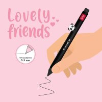 Legami Gelstift Lovely Friends PANDA - Gel Pen mit abnehmbarer Tier Deko, Stift , Schreibstift, Gelschreiber