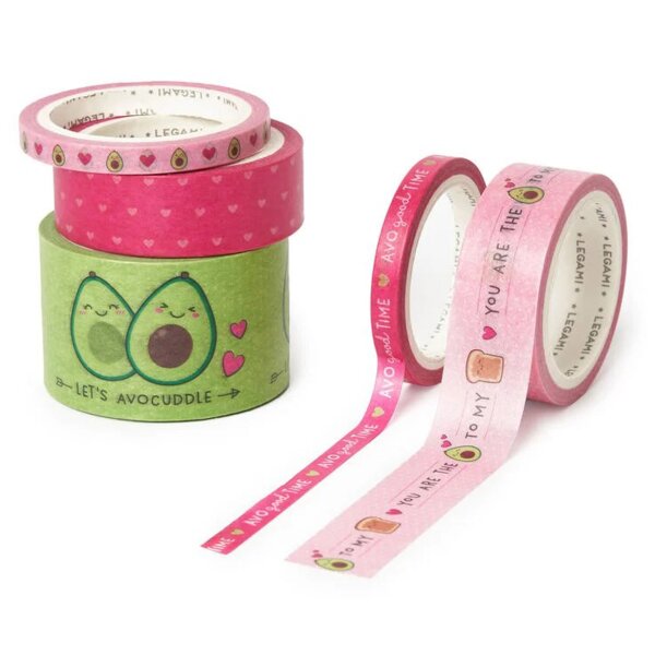 Legami 5er Set Papier Klebebänder Tape by Tape AVOCADO - Dekoband, Washi Tape, Klebebänder, Dekorative Geschenk Verpackung