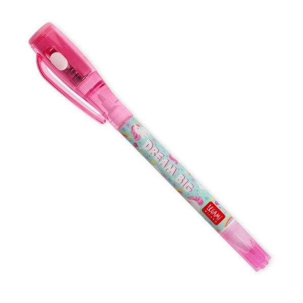 Legami Stift mit unsichtbarer Tinte Magic Pen EINHORN inkl. UV-Licht - Geheimstift, Zauberstift, Stift, Schreibstift