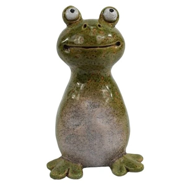 Zaunhocker Frosch grün gross H:17 cm aus Keramik - Zaun Deko Garten Frösche, Tierfigur Pfostenhocker, Zaunfigur, Gartendeko, Zaunstecker