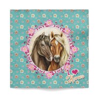 Magisches Handtuch Pferd mit Herz "I love horses" (3er Set) 30x30 cm - Zauberhandtuch Pferde, Kinder Handtuch für Pferdeliebhaber, Kindergeschenk, Ostergeschenk, Wichtelgeschenk