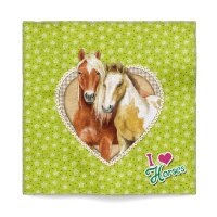 Magisches Handtuch Pferd mit Herz "I love horses" (3er Set) 30x30 cm - Zauberhandtuch Pferde, Kinder Handtuch für Pferdeliebhaber, Kindergeschenk, Ostergeschenk, Wichtelgeschenk