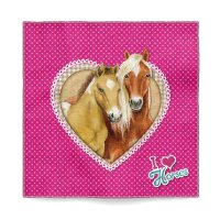 Magisches Handtuch Pferd mit Herz "I love horses" (3er Set) 30x30 cm - Zauberhandtuch Pferde, Kinder Handtuch für Pferdeliebhaber, Kindergeschenk, Ostergeschenk, Wichtelgeschenk