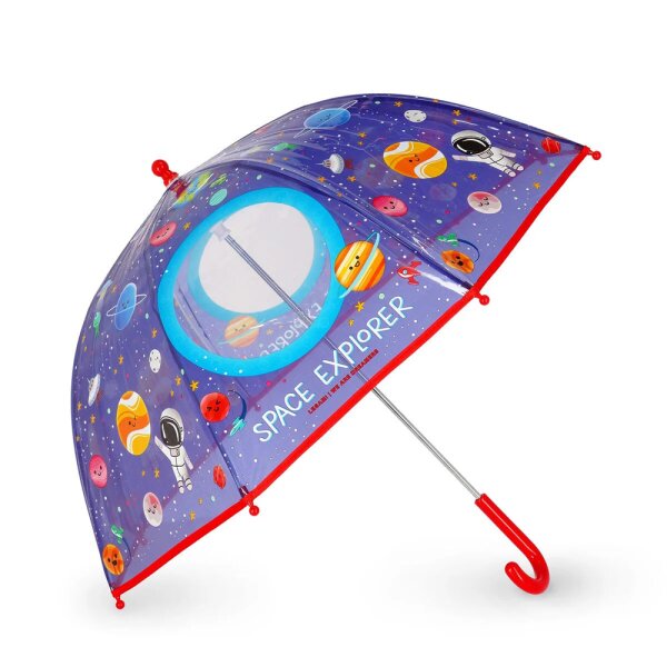 Legami Kinder Regenschirm SPACE Weltraum - Kinderregenschirm Planeten Weltall, Schirm für Kinder transparent