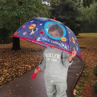 Legami Kinder Regenschirm SPACE Weltraum - Kinderregenschirm Planeten Weltall, Schirm für Kinder transparent