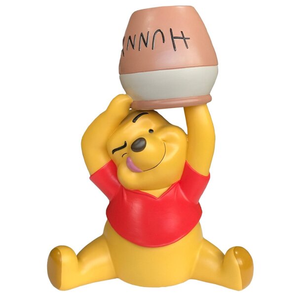 Deko 3D Disney Gartenfigur Winnie the Pooh mit Honigtopf H:41,5 cm aus Kunststoff - Disney Figur Pooh der Bär für den Garten, moderner Deko Stil für Disney Fans, Gartendekoration, Statue